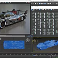 High Performance Race Car with Streamlined Body Rear Wing and Racing Tires