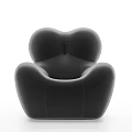Modern Black Leather Single Sofa With Unique Rounded Shape And Comfortable Design 3d model