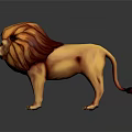 3D Lion Character Model With Detailed Orange Mane Standing On Dark Reflective Surface 3d model