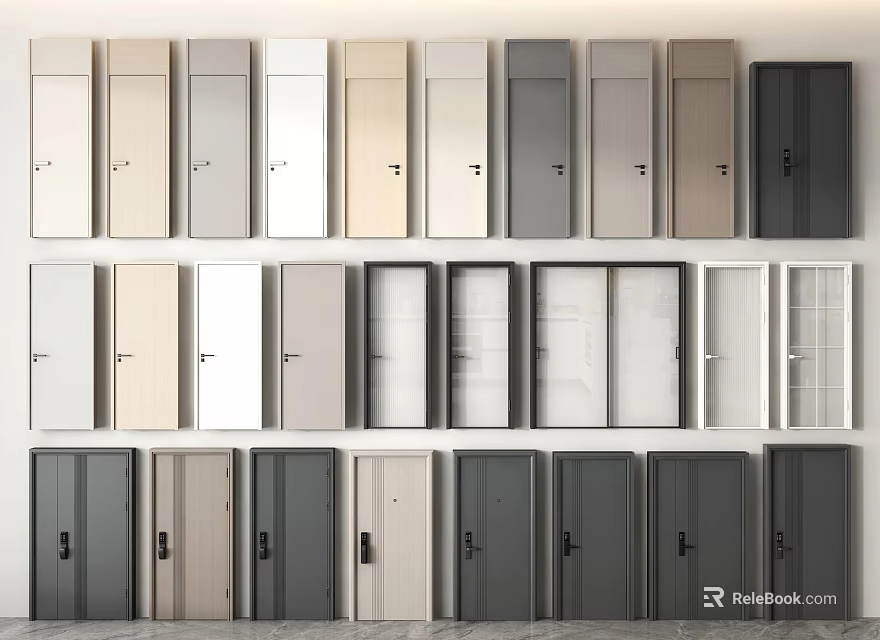 Modern Hinged Doors With Various Colors And Styles For Interior Home Design 3d model 