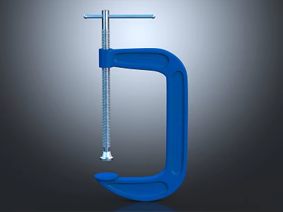 Blue G Clamp Heavy Duty Hardware Tool With Screw Mechanism And Sturdy Steel Build 3d model