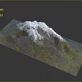 Natural Mountain Landscape With Snow Capped Peak And Green Yellow Vegetation