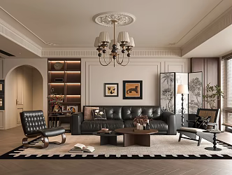 French Living Room Sofa Combination 3d model