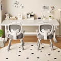 Comfortable Two Gray White Kids Study Chairs With Ergonomic Design For Children Learning Space