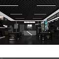 Modern Car 4S Shop Showroom Interior With Leather Seats Tire Displays And White Strip Lighting