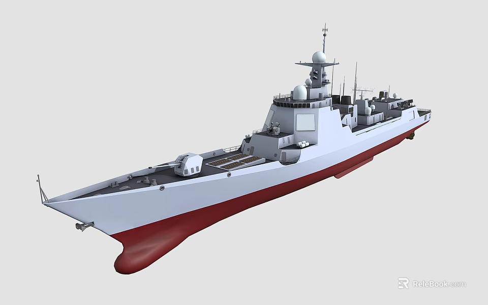 Modern Naval Warship With Red Bottom Hull And Sophisticated Features 3d model