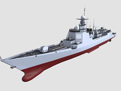 Modern Naval Warship With Red Bottom Hull And Sophisticated Features 3d model