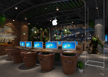 Industrial LOFT Internet Cafe Electric Competition 3d model