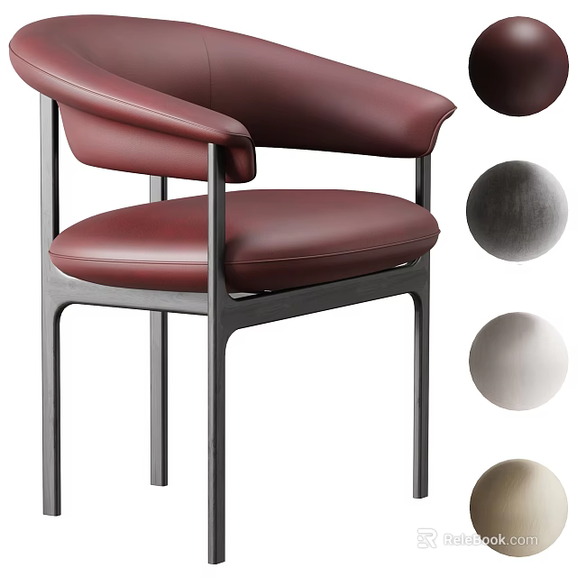 Stylish Modern Padded Leather Dining Chair With Sturdy Solid Wood Frame Multiple Optional Color Options 3d model 