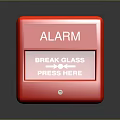 Red Alarm Safety Device Featuring Break Glass Press Here Instruction For Daily Use