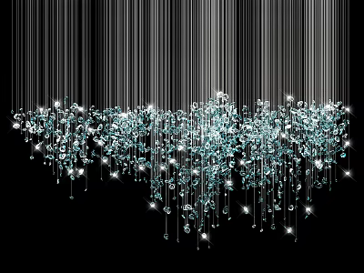 Sparkling Modern Crystal Chandelier With Hanging Crystal Beads And Light Reflections 3d model