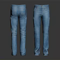 Blue Denim Straight Leg Jeans Classic Design Front And Back View Casual Wear