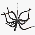 Octopus Shaped Unique Chandelier With Black Tentacles And Orange Accents