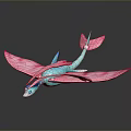 Unique 3D Fantasy Creature Model With Blue Pink Wings And Tail Design