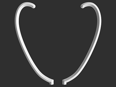 White Decorative Corner Line With Symmetrical Curved Shape For Home Decoration 3d model