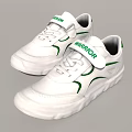Warrior White Casual Sneakers With Green Accents Laces And Velcro Strap Design