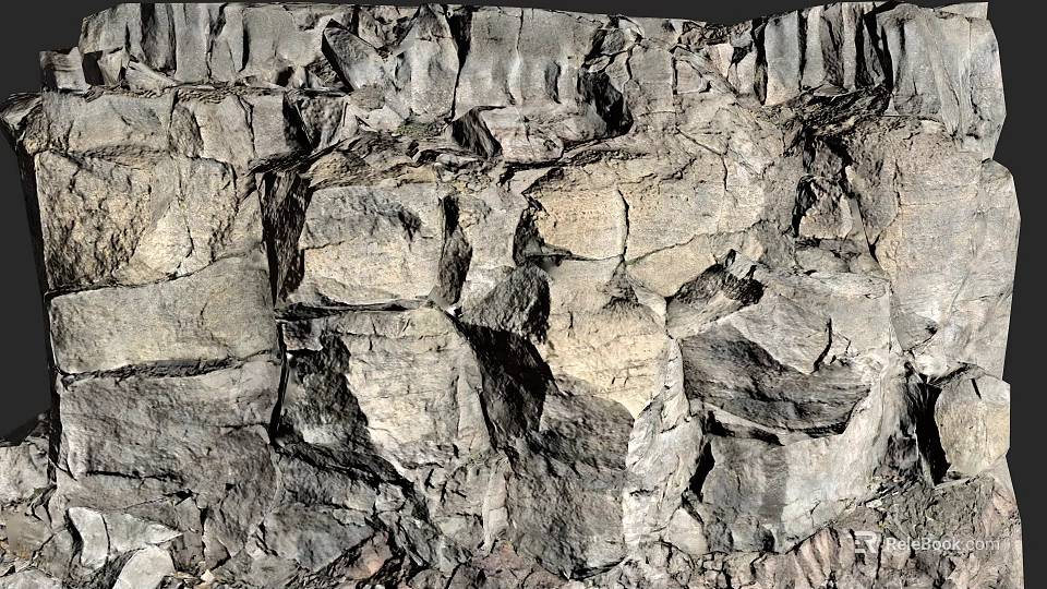 Scenic Rural Landscape With Natural Rock Formation And Weathered Stone Texture 3d model