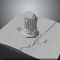 White Fluted Classical Column Model With Circular Ornaments On Square Base