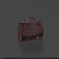 Unique Stylish Handbag With Brown Woven Grid Pattern And Comfortable Handle Design