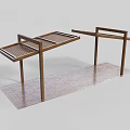 Modern Wooden Pergola With Grid Roof And Simple Slim Support Structure Design
