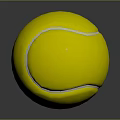 Bright Yellow Tennis Ball With White Stitching And Textured Surface On Grey Background