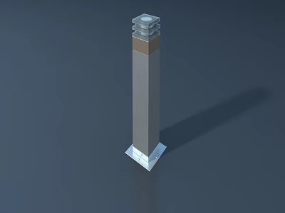Columnar Outdoor Light With White Base Gray Body And Transparent Shade For Garden 3d model