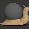 Artistic Golden Snail Sculpture With Transparent Sphere Reflecting Building And Sky