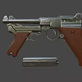 Vintage Pistols with Metal Parts and Wooden Grips Classic Firearms Design