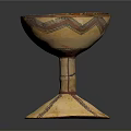 Decorative Ceramic Household Goblet With Hand Painted Geometric Patterns Wide Base And Colorful Rim