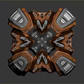Orange Futuristic Mechanical Device With Complex Metallic Structure And Core Details