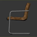 Modern Brown Leather Office Chair With Metal Frame And Armrests Sleek Design