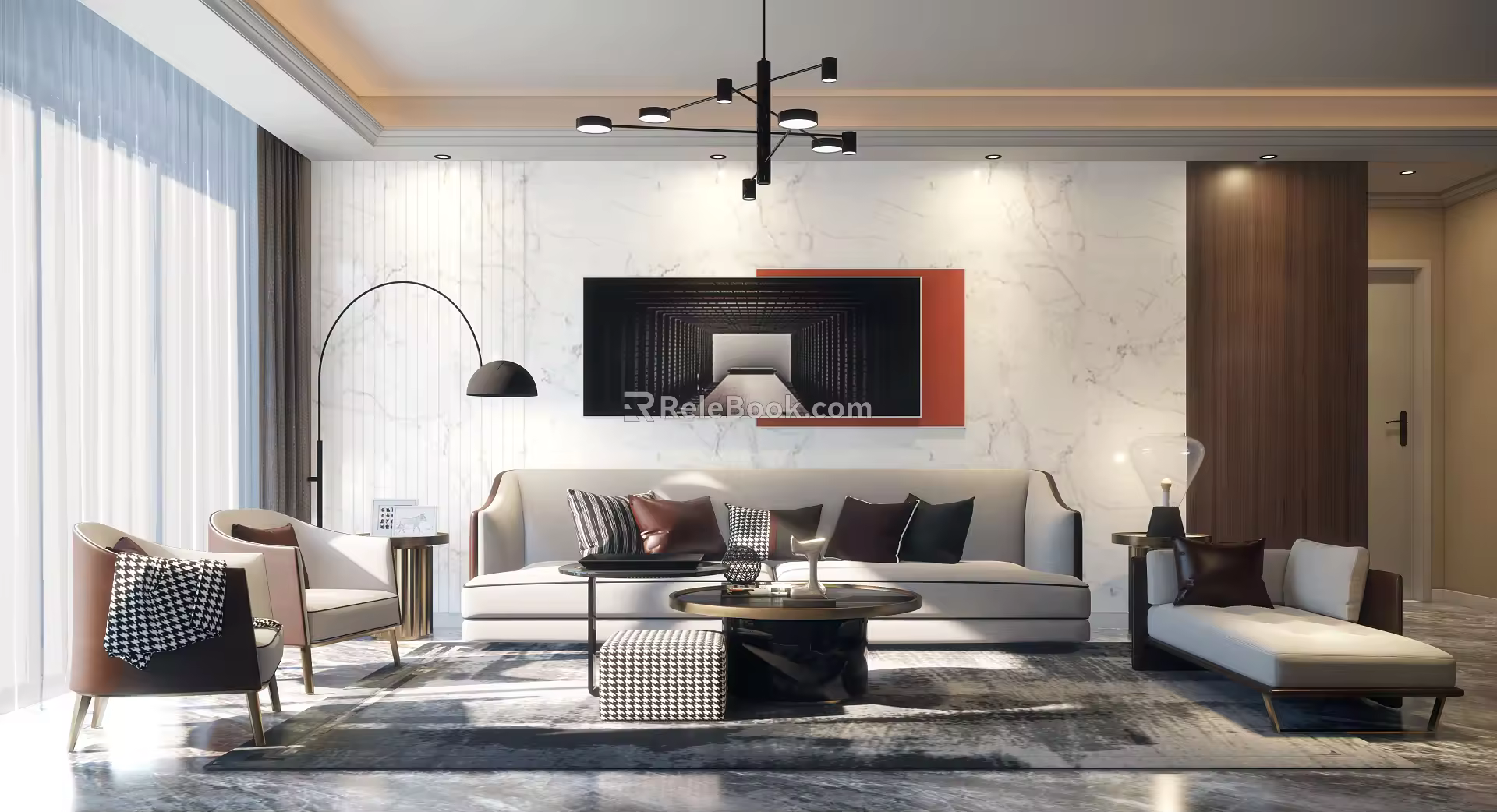 Modern sofa coffee table combination 3d model