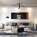 Modern sofa coffee table combination 3d model