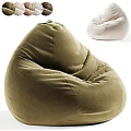 Cozy Brown and White Velvet Bean Bag Chair for Living Room Seating