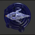 Decorative Fish Shaped Ornament Set Blue White With Intricate Patterns Artistic Base 3d model