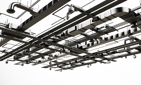 Industrial LOFT Pipe Ceiling Pipe Bare Top Air Conditioning Fire Pipe 3d model