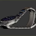 Stylish Fashion Watch With Silver Metal Bracelet And Blue Dial Roman Numeral Markers