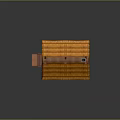 Cartoon Scene Featuring Cute Wooden Cottage With Orange Thatched Roof Stone Base And Wooden Stairs