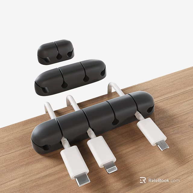 Phone Cable Organizer For Desktop Managing White Charging Cords And Wires 3d model 