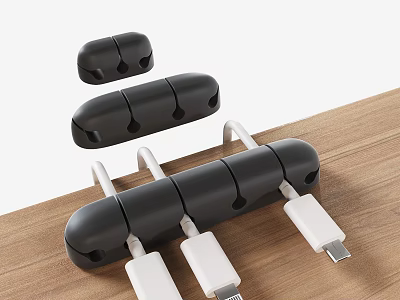 Phone Cable Organizer For Desktop Managing White Charging Cords And Wires 3d model
