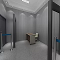 Security Monitoring Room With Gray Acoustic Walls Dual Monitor Screens And Office Desk Chair