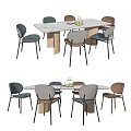 Modern Dining Table Set With Six Various Colored Chairs And White Tabletop 3d model