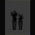 Two Potted Bonsai Plants With Lush Green Leaves In Geometric Design Pots