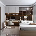 Modern Tatami Bedroom Interior With Tatami Bed Desk Chair And Storage Cabinets