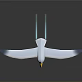 Flying White Bird With Yellow Beak Blue White Wings And Blue Trails On Gray Background