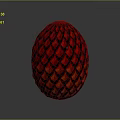 Red Scaled Mythical Dragon Egg With Detailed Textured Surface And Shiny Finish