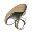 Modern Wooden Leisure Chair With Curved Frame And Woven Seat Design