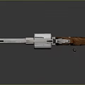 Close Up Of Classic Revolver With Silver Metal Body Wooden Grip And Bullet