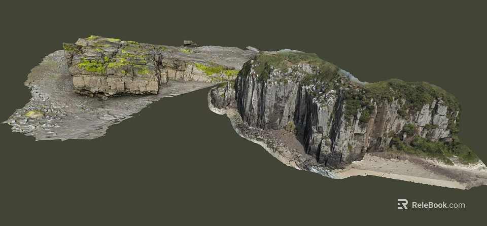 Detailed Micro Terrain With Rocky Cliffs Mossy Patches And Undulating Landforms 3d model 