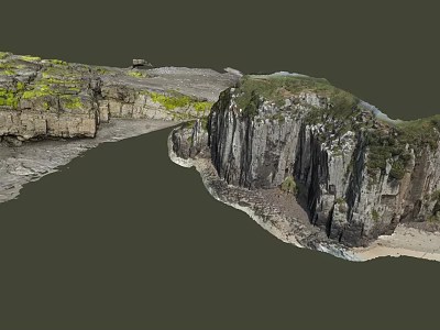 Detailed Micro Terrain With Rocky Cliffs Mossy Patches And Undulating Landforms 3d model